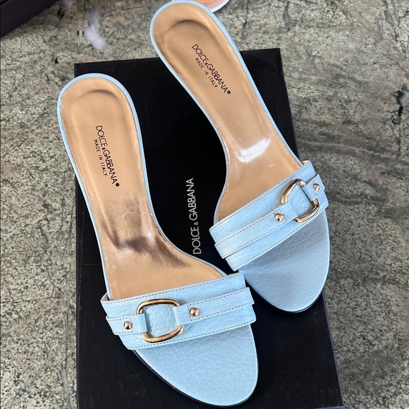 Dolce & Gabbana Sky Blue Heeled Mules - Picture 2 of 6